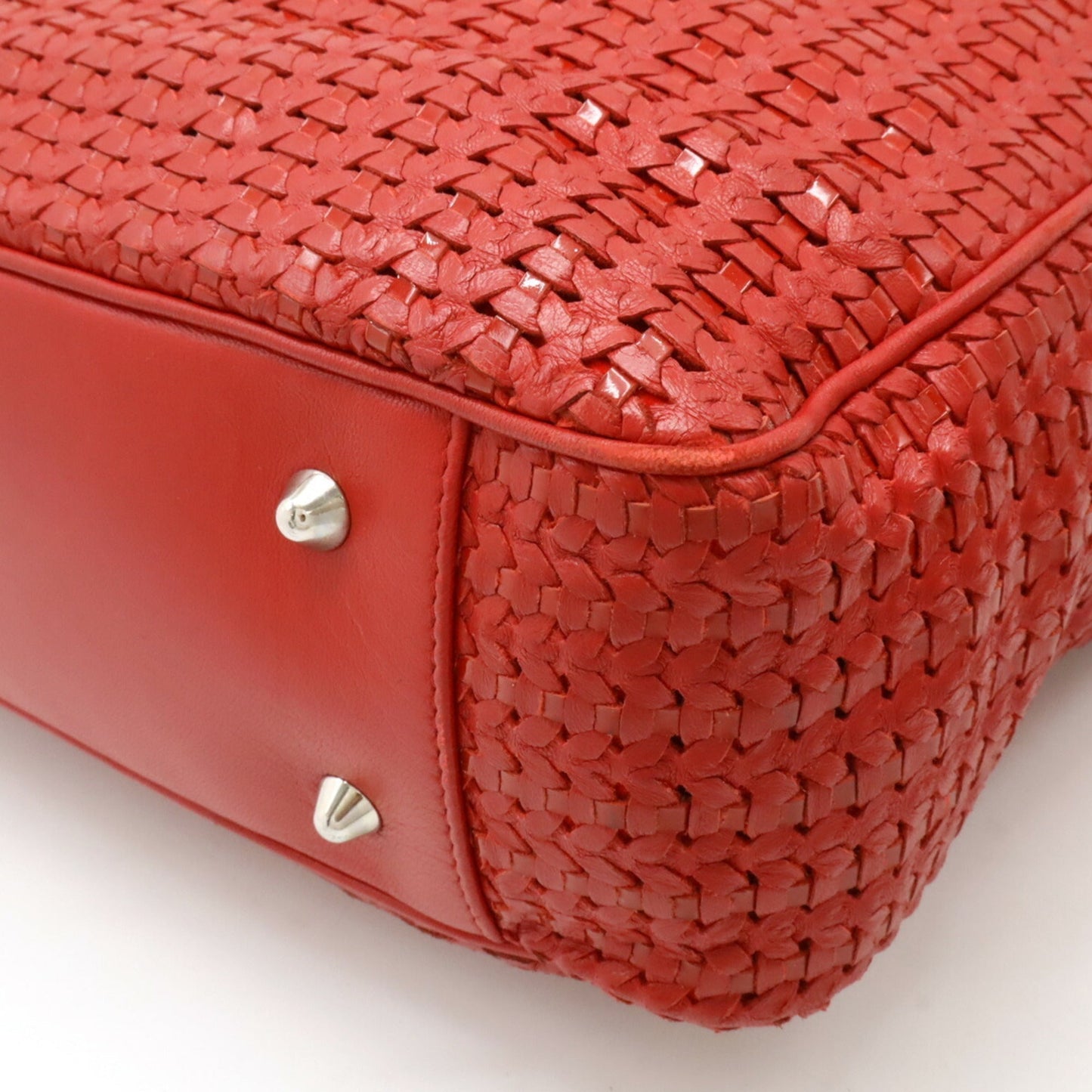 Christian Dior Red Color Leather Shoulder Bag Tote Bag Leather