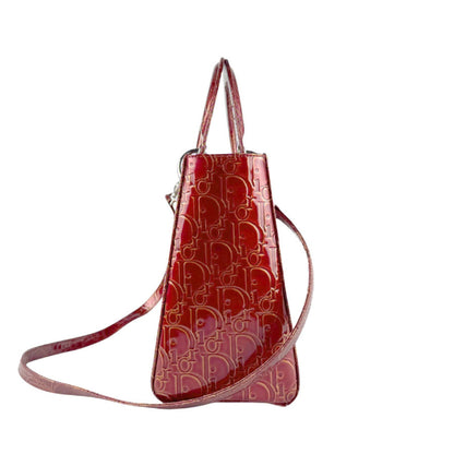 Christian Dior Red Color Patent Leather Handbag Shoulder Bag