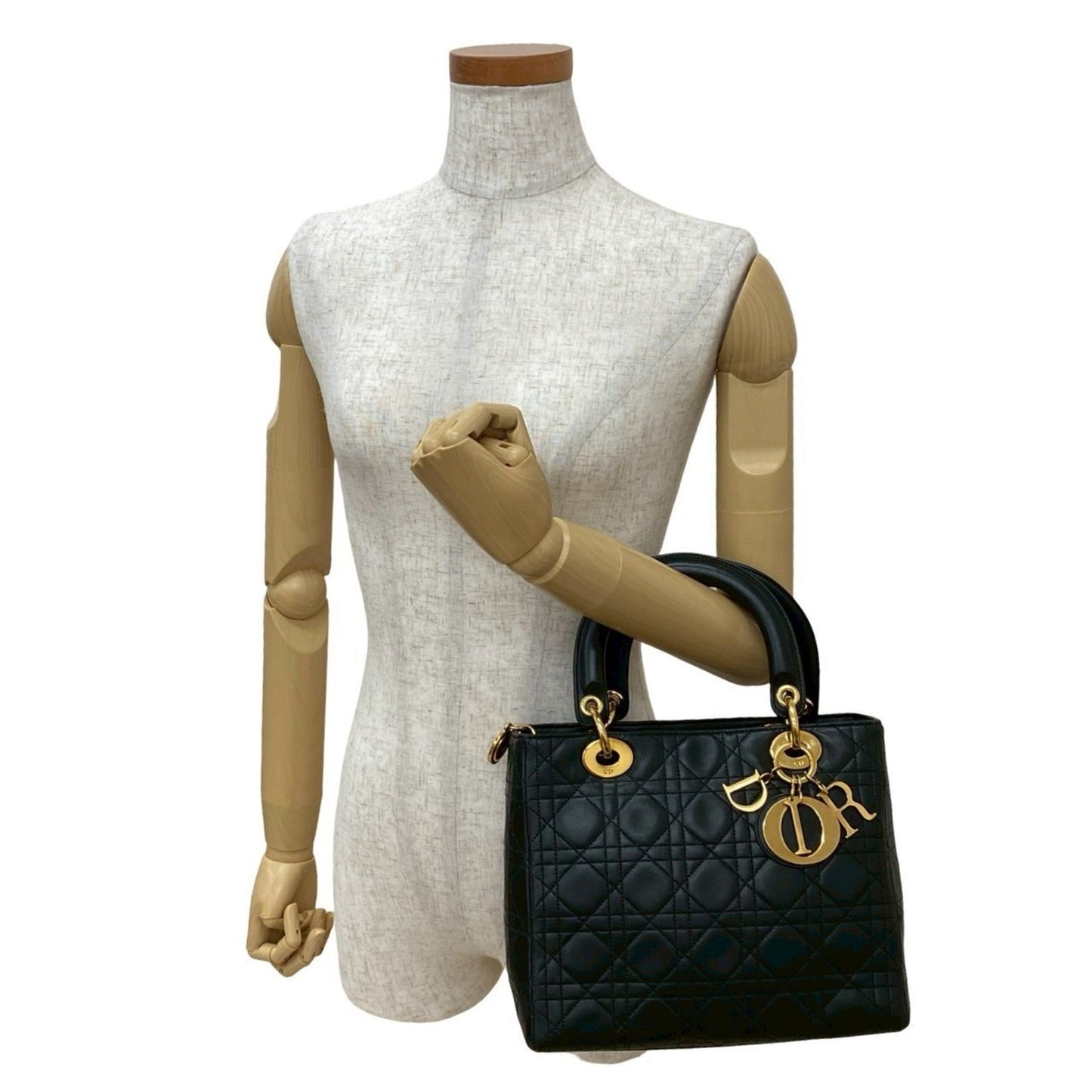 Christian Dior Black Leather Handbag Tote Bag Leather