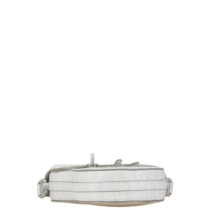 Christian Dior White Leather Saddle Bag Shoulder Bag