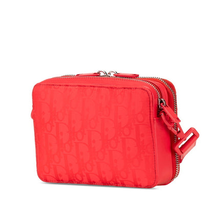 Christian Dior Red Color Nylon Leather Shoulder Bag