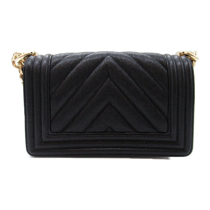 Chanel Boy Chanel V-stitched chain shoulder bag, caviar skin (grained calfskin), women's, black