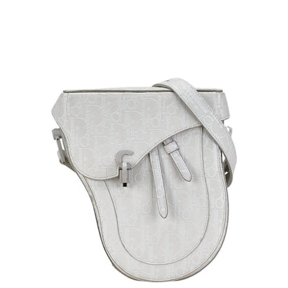 Christian Dior White Leather Saddle Bag Shoulder Bag