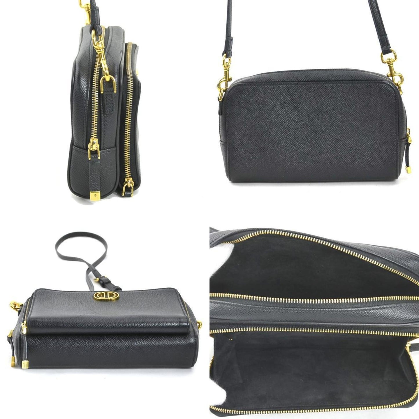 Christian Dior Black Leather Shoulder Bag Style 26