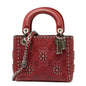 Christian Dior Lady Dior Red Color Leather Handbag Shoulder Bag