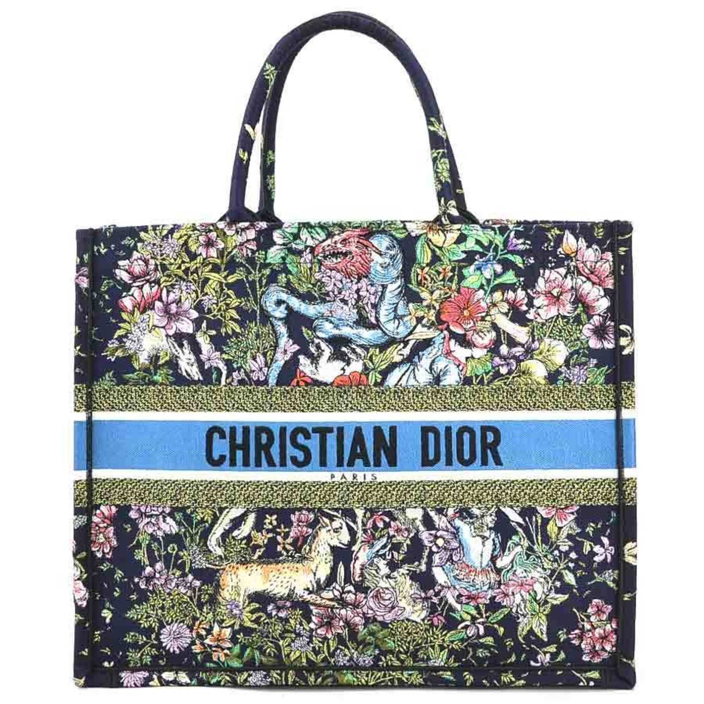 Christian Dior Navy Canvas Handbag Tote Bag Canvas
