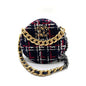 Chanel Bag 19 Round Clutch Chain Shoulder Navy x White Red Checkered Coco Mark Crossbody Pochette Ladies Tweed Chanel