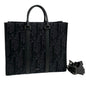 Christian Dior Black Leather Canvas Tote Bag