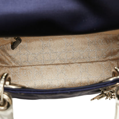 Christian Dior Navy Satin Plastic Handbag