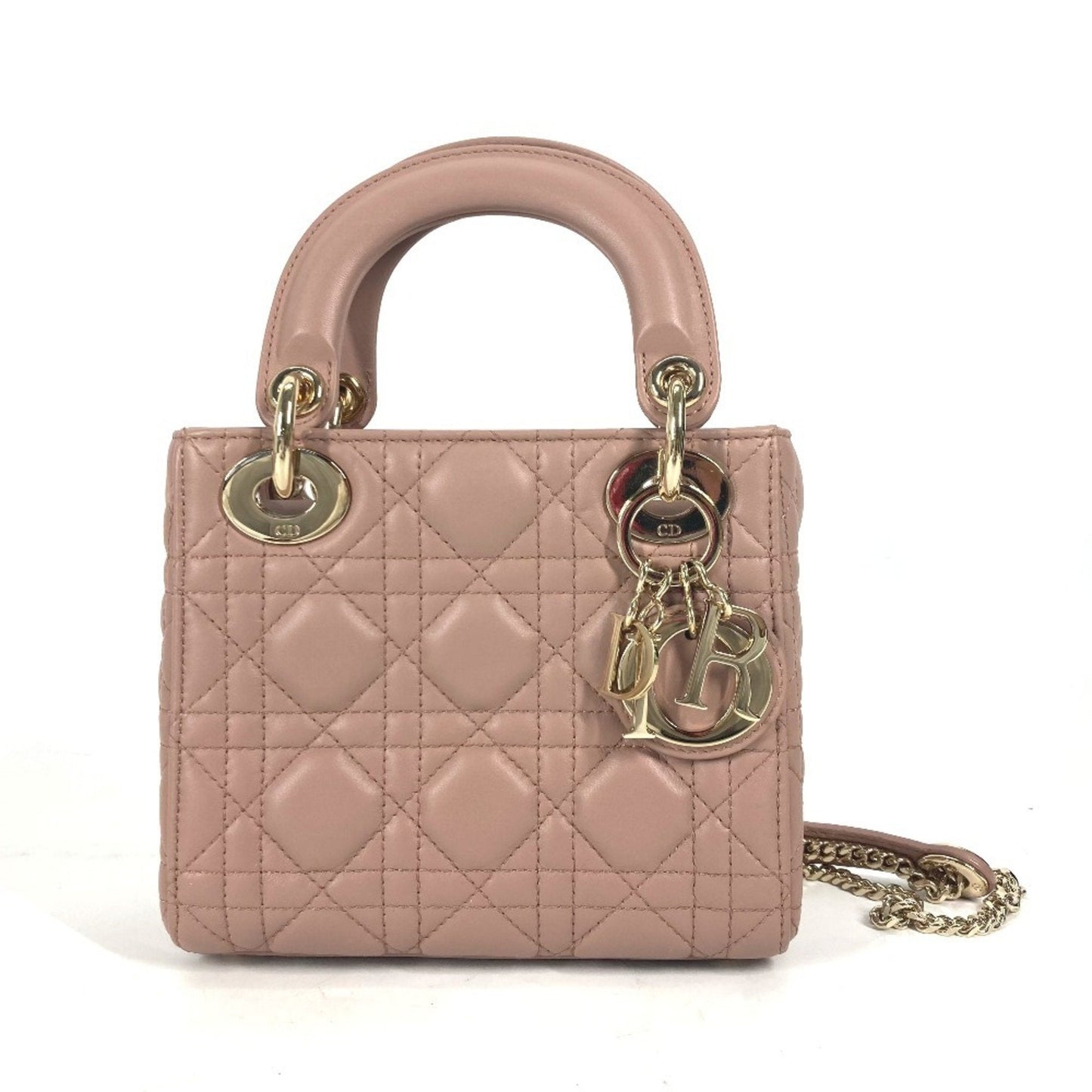 Christian Dior Pink Beige Leather Handbag Shoulder Bag Leather