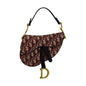 Christian Dior Red Color Leather Canvas Handbag Saddle Bag