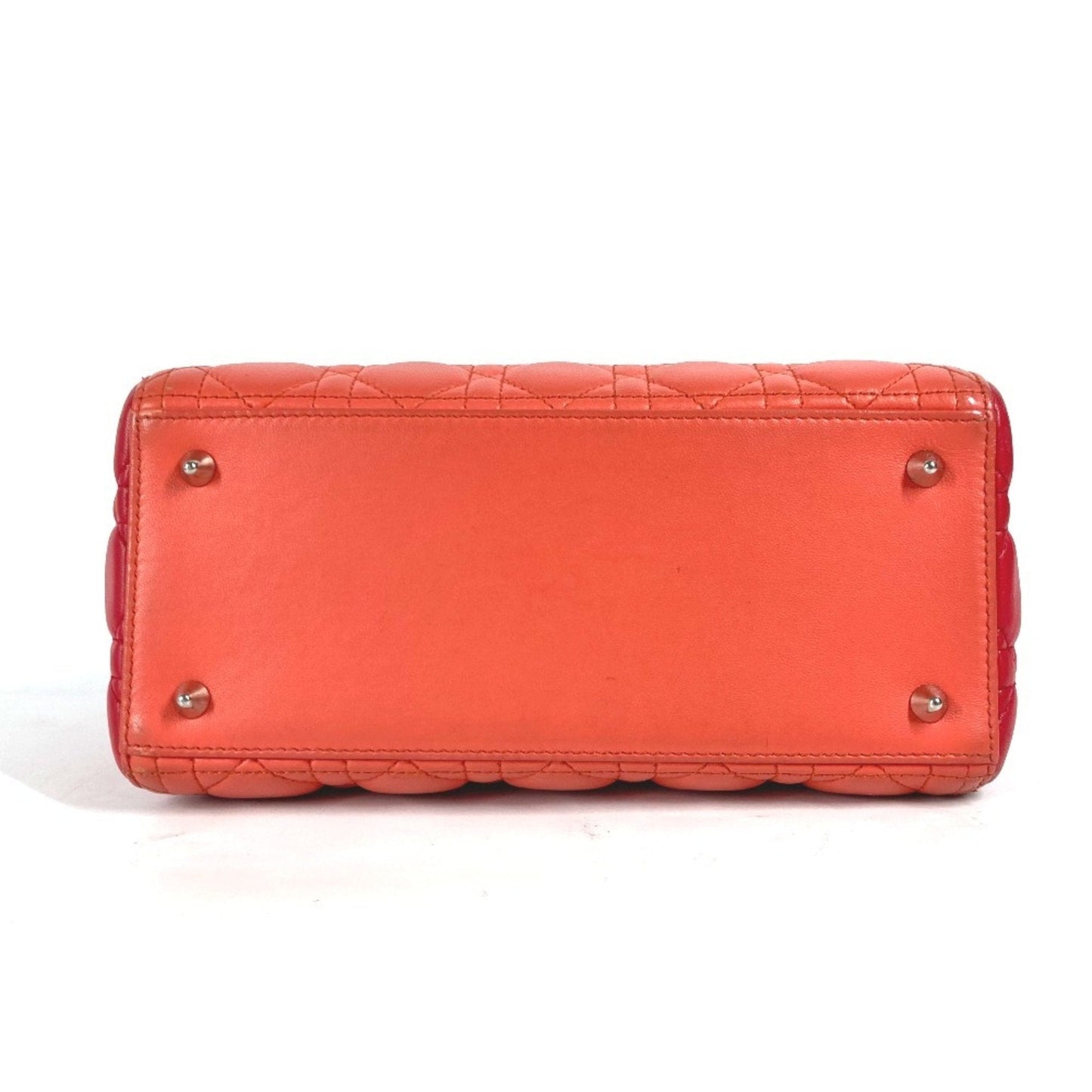 Christian Dior Lady Dior Orange Pink Red Color Leather Handbag Shoulder Bag Tote Bag