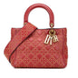 Christian Dior Lady Dior Red Color Leather Handbag Shoulder Bag Style 2