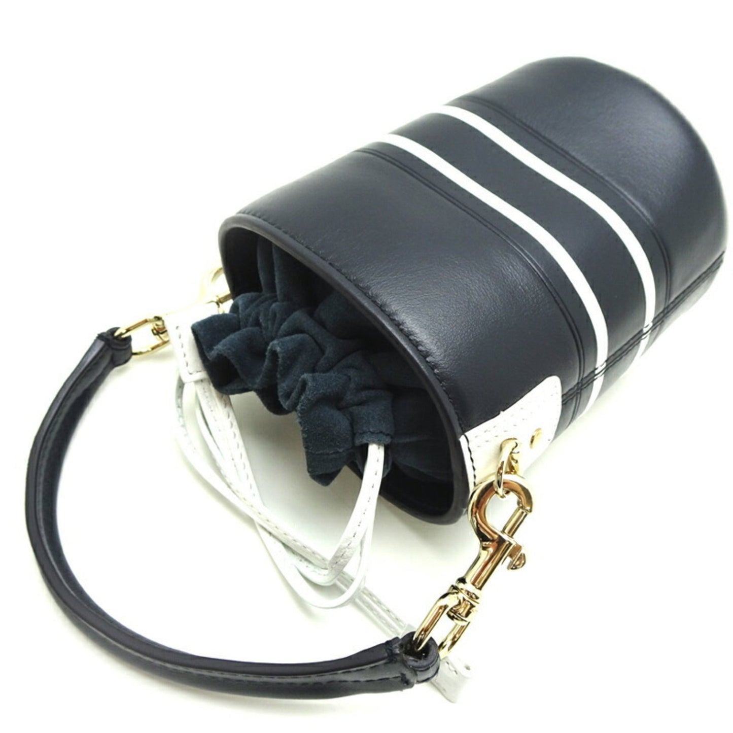 Christian Dior Navy White Leather Shoulder Bag Style 3