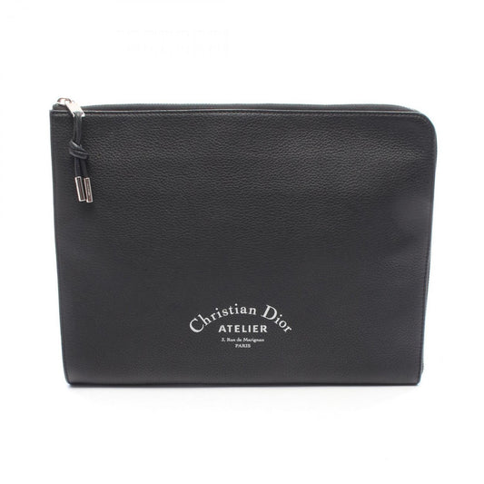 Christian Dior Black Leather Clutch Bag Leather