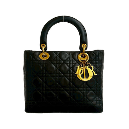 Christian Dior Black Leather Handbag Tote Bag Style 2