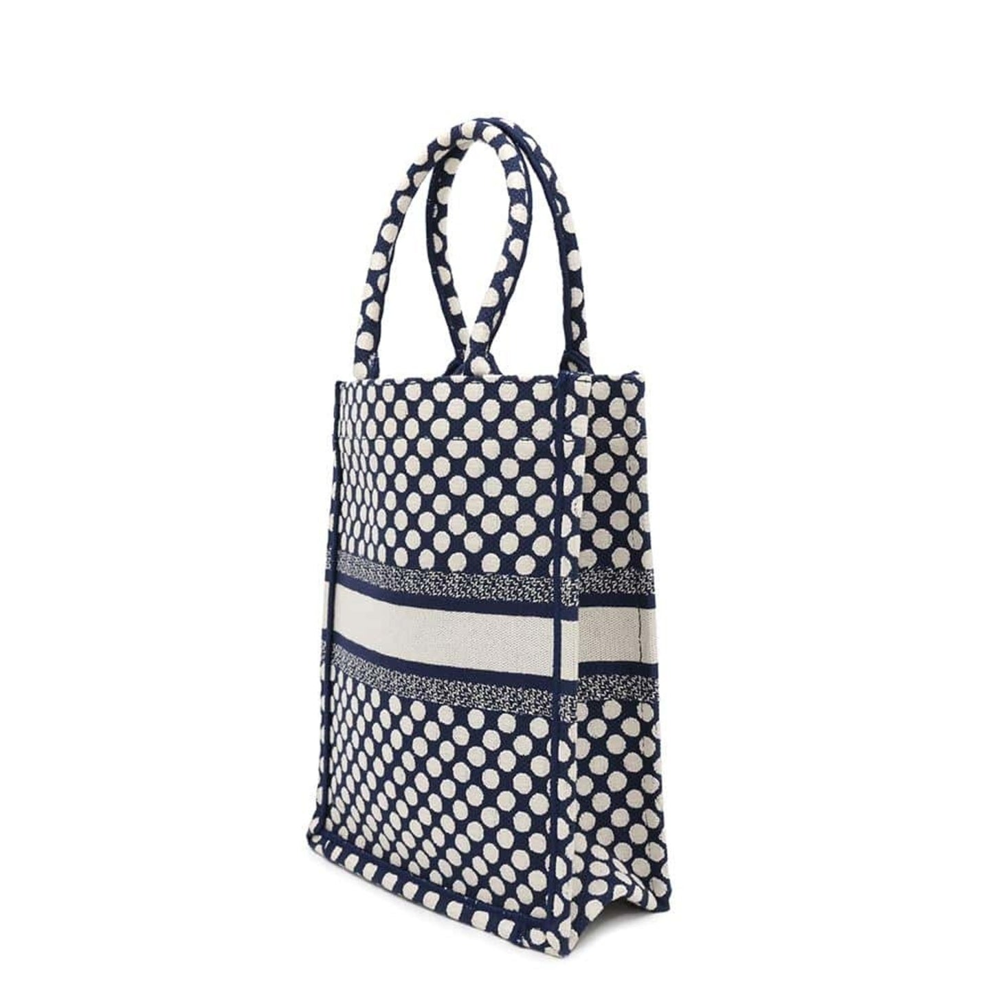 Christian Dior Navy White Canvas Handbag Canvas