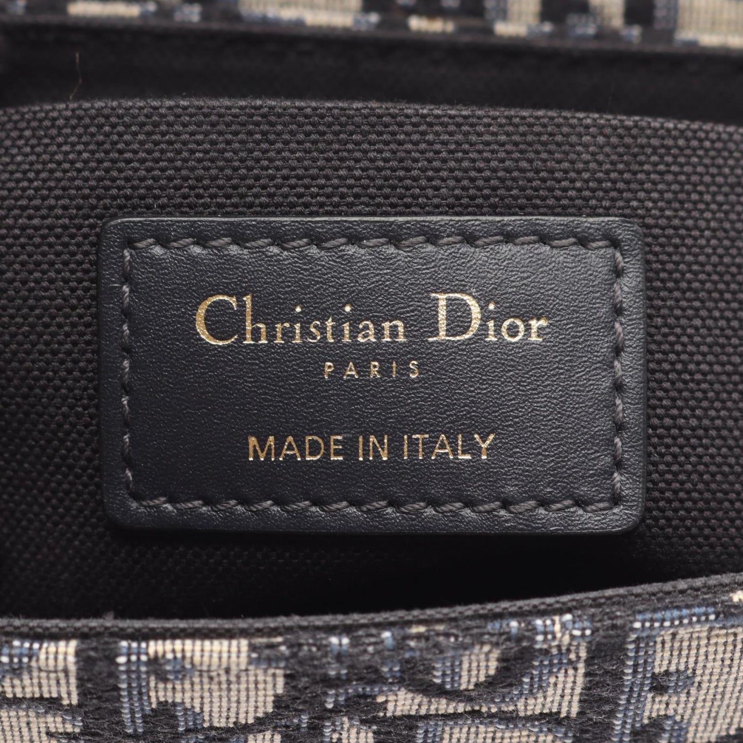 Christian Dior Beige Black Navy Canvas Leather Shoulder Bag