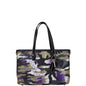 Christian Dior Black Multi-Color Purple Canvas Leather Tote Bag