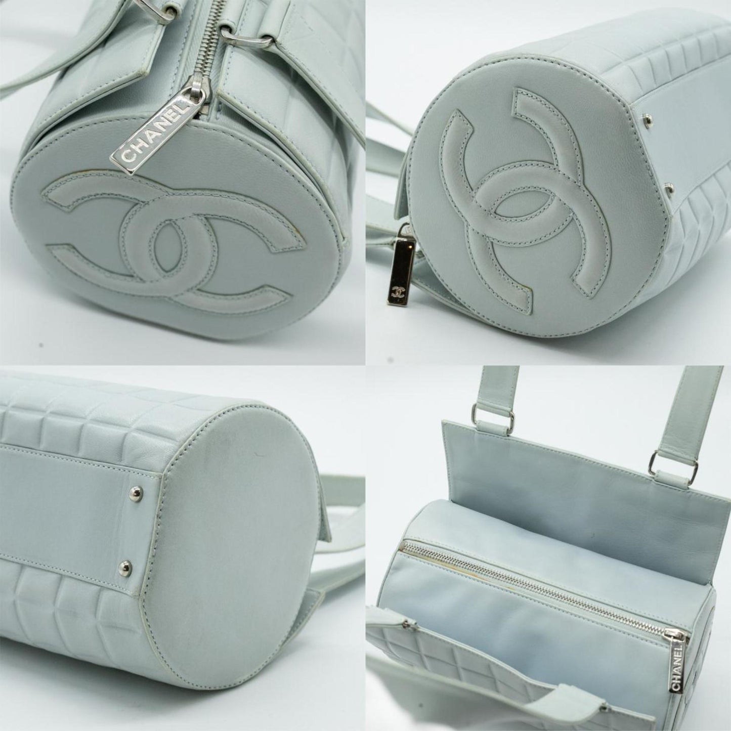 Chanel Leather Blue Silver Handbag