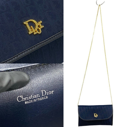Christian Dior Navy Leather Canvas Shoulder Bag Style 2