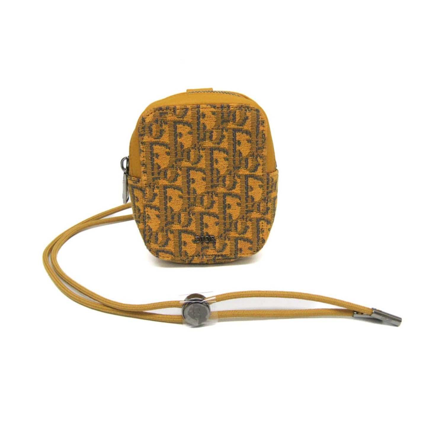 Christian Dior Yellow Leather Jacquard Pouch Shoulder Bag