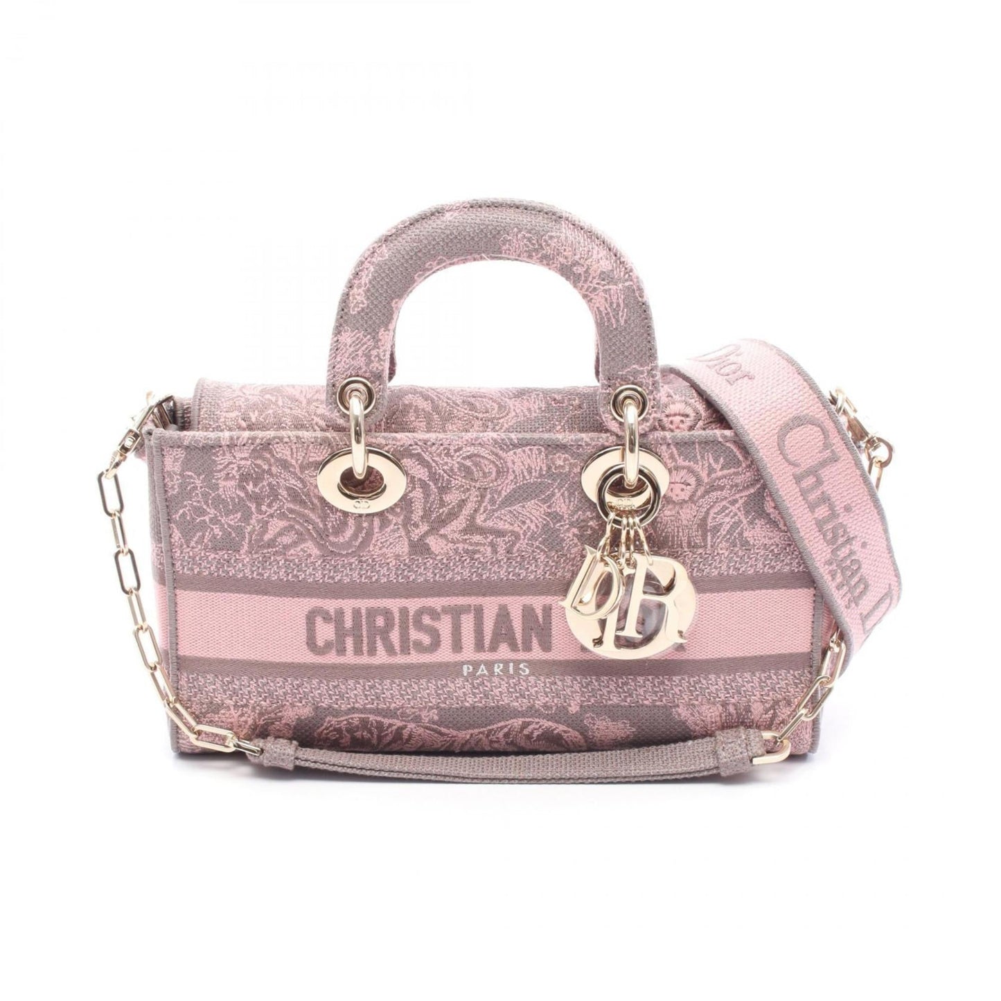 Christian Dior Gray Pink Canvas Handbag