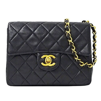 Chanel bag matelasse lady's shoulder chain lambskin black