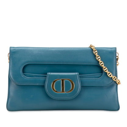 Christian Dior Blue Leather Shoulder Bag Style 7