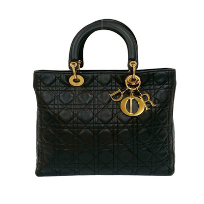Christian Dior Black Leather Handbag Tote Bag Style 8