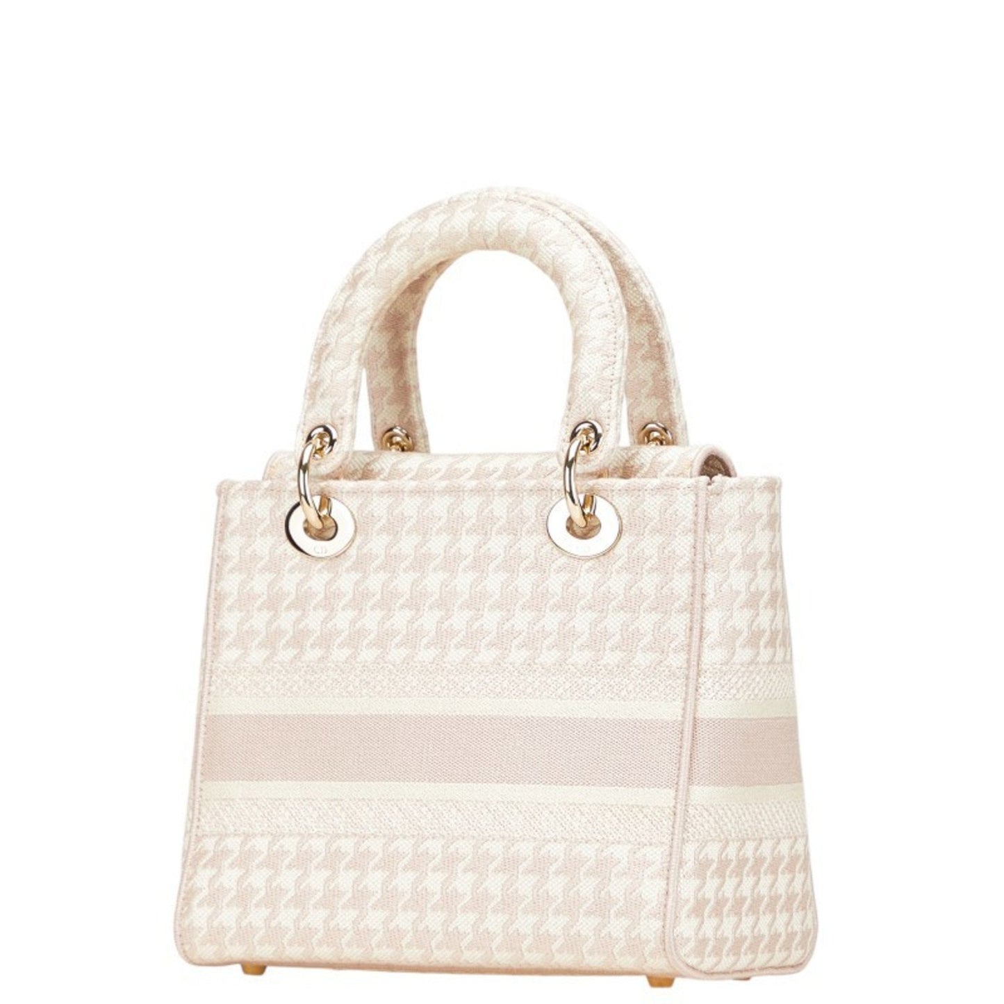 Christian Dior Lady Dior Pink White Canvas Handbag Shoulder Bag