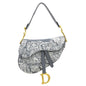 Christian Dior Gray Off-White Canvas Leather Shoulder Bag