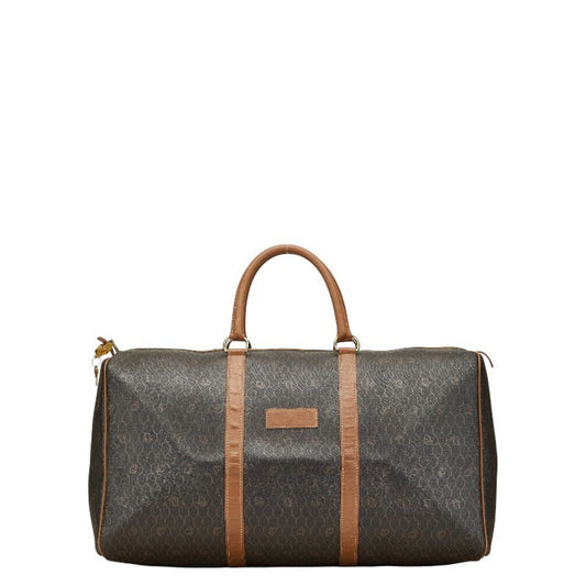Christian Dior Black Brown Pvc Leather Boston Bag