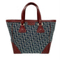 Christian Dior Navy Wine Canvas Leather Handbag Tote Bag Style 2