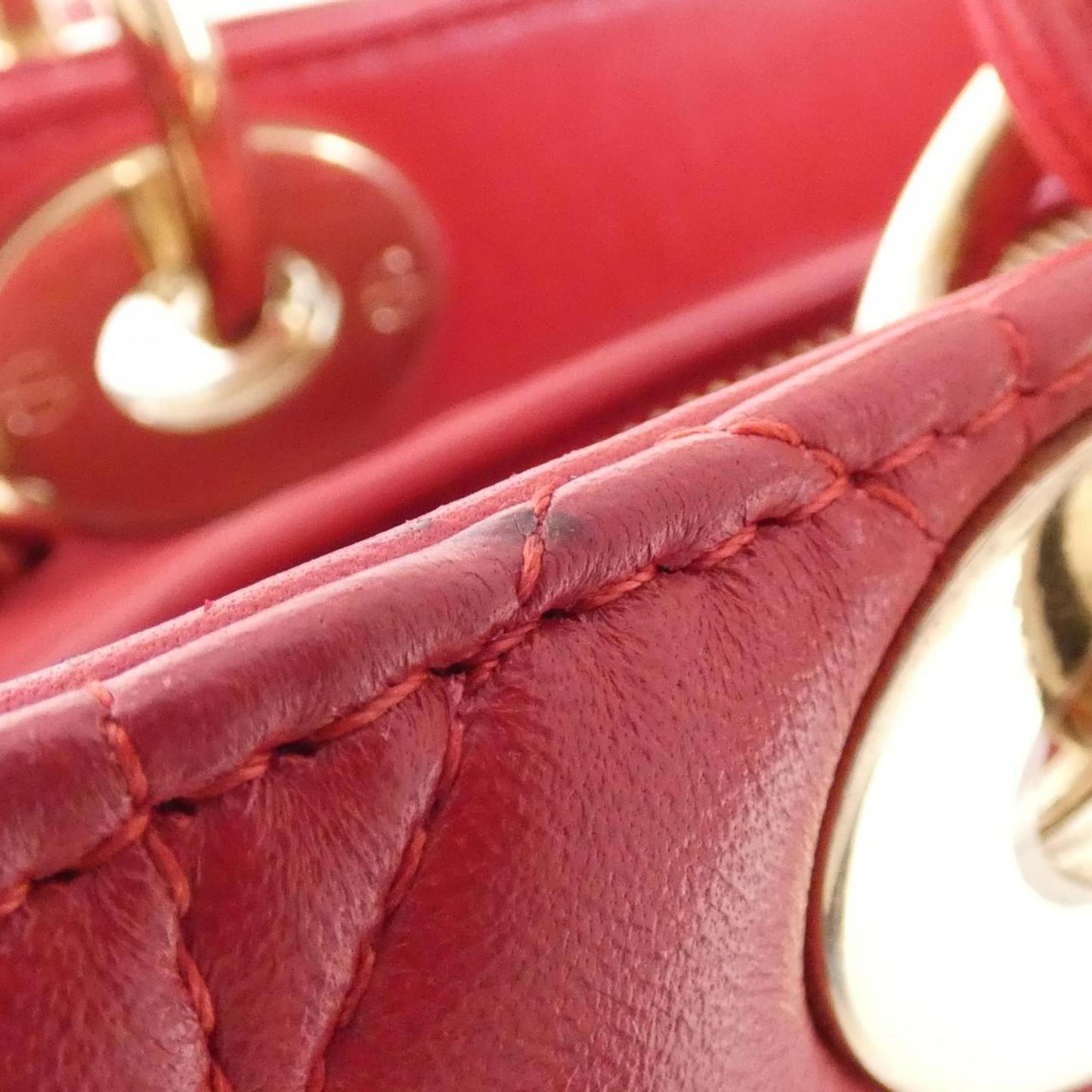 Christian Dior Red Color Leather Handbag Style 3