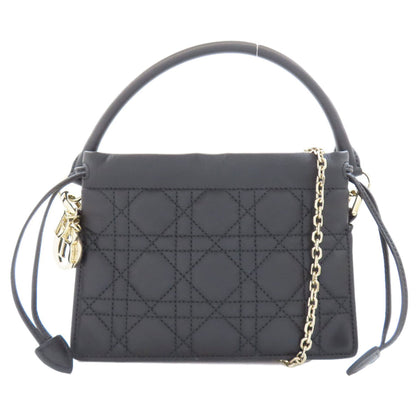 Christian Dior Lady Dior Black Leather Handbag Style 4