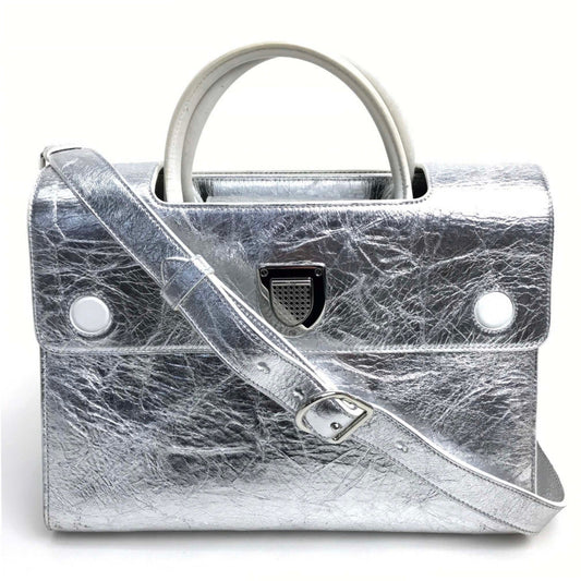 Christian Dior Silver Leather Handbag Leather