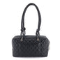 Chanel Cambon Line Bowling Shoulder Bag Leather Black White A25171