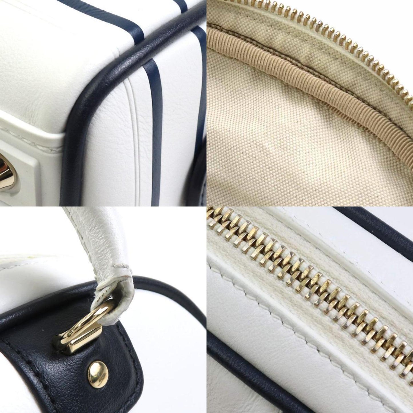 Christian Dior Navy White Leather Shoulder Bag Style 2