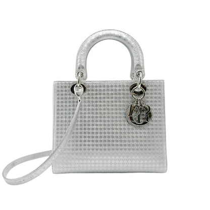 Christian Dior Silver Leather Handbag Shoulder Bag Style 4