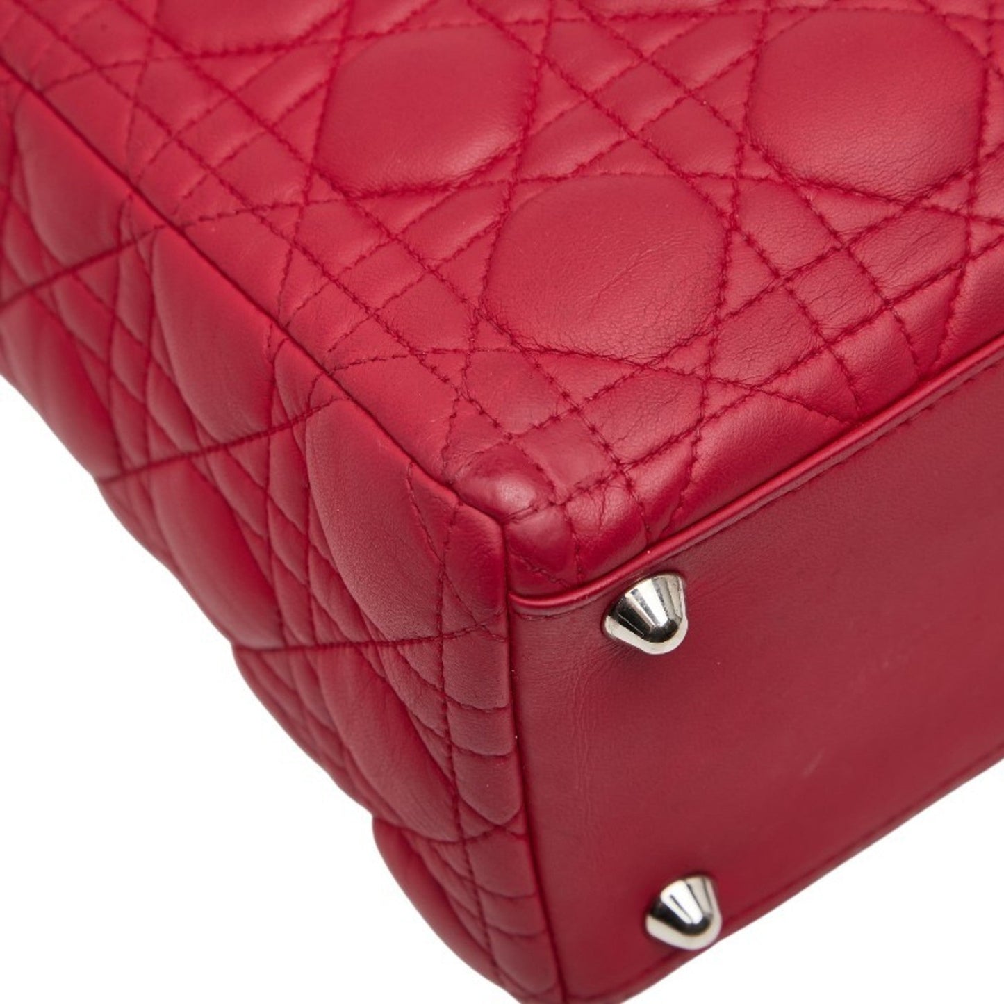 Christian Dior Lady Dior Red Color Leather Handbag Shoulder Bag Style 3