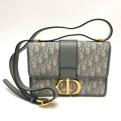 Christian Dior Gray Leather Canvas Shoulder Bag