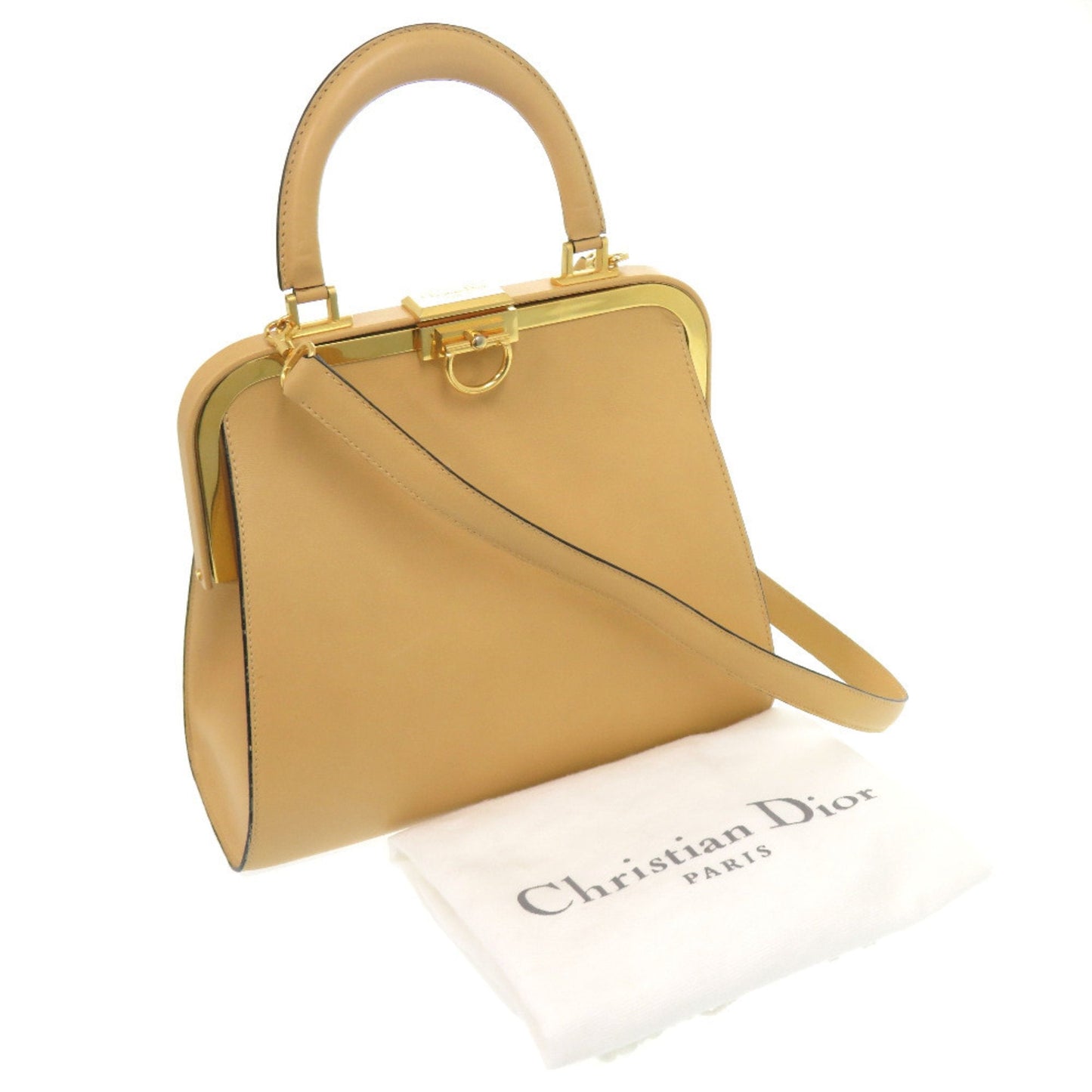 Christian Dior Beige Leather Shoulder Bag