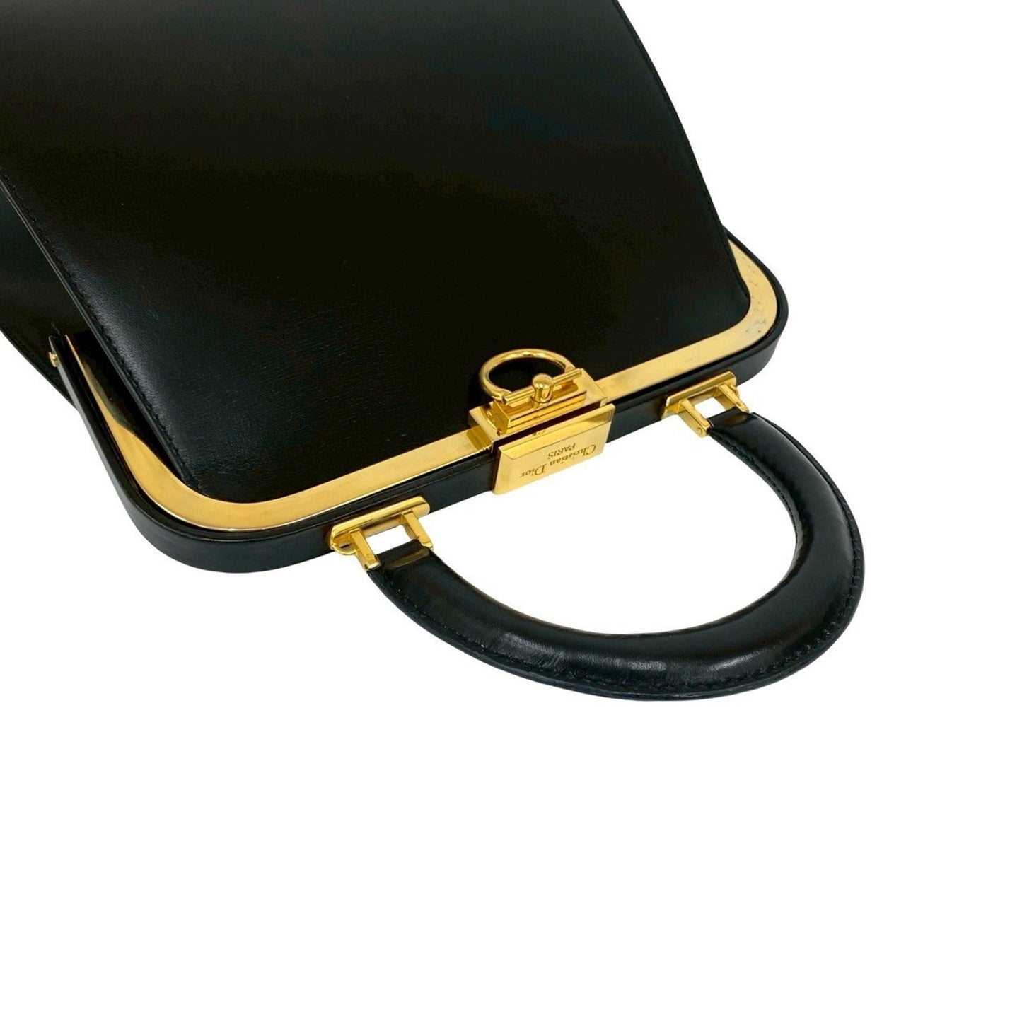 Christian Dior Black Leather Handbag Tote Bag Style 6