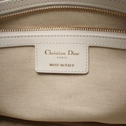 Christian Dior Gold White Leather Handbag