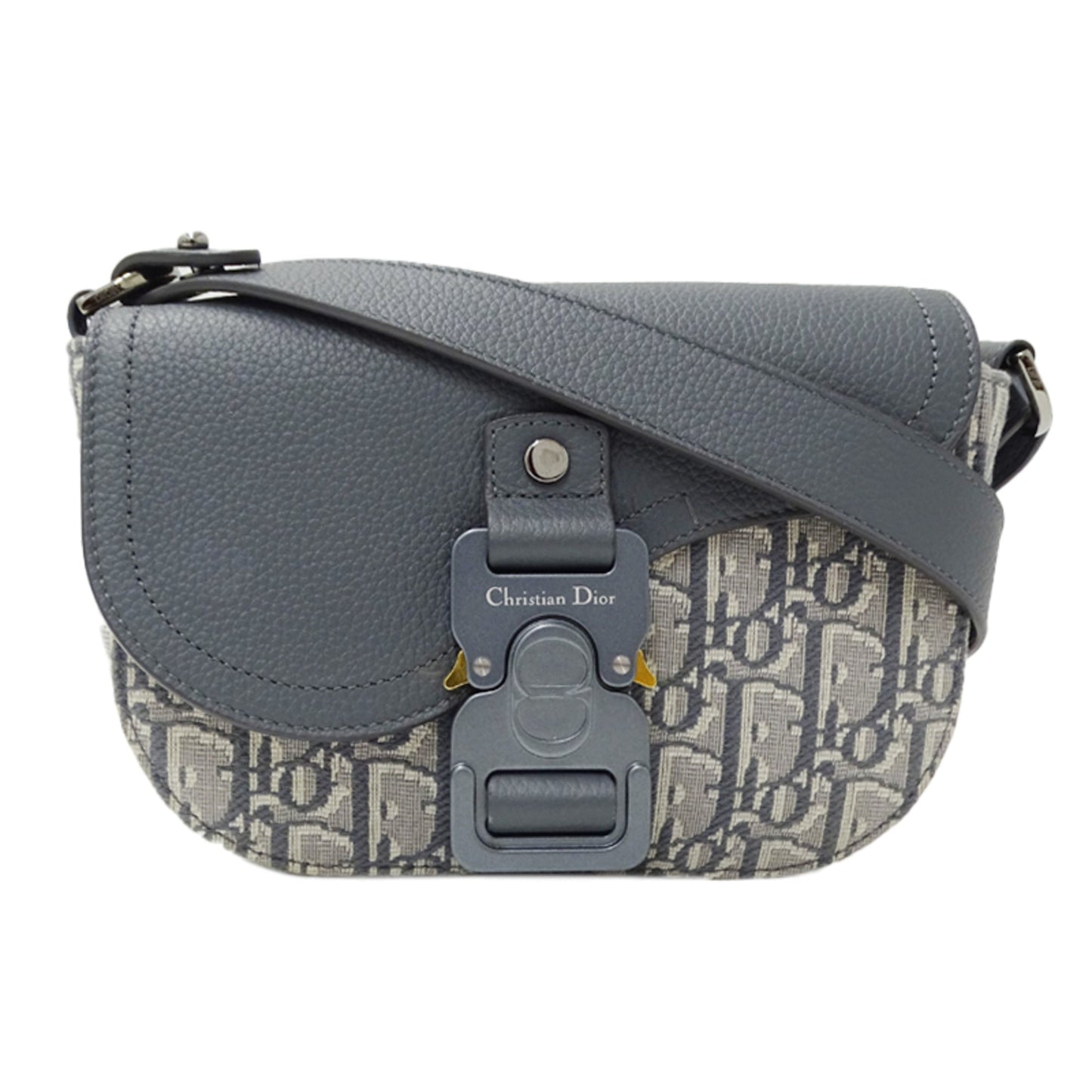 Christian Dior Gray Jacquard Leather Shoulder Bag