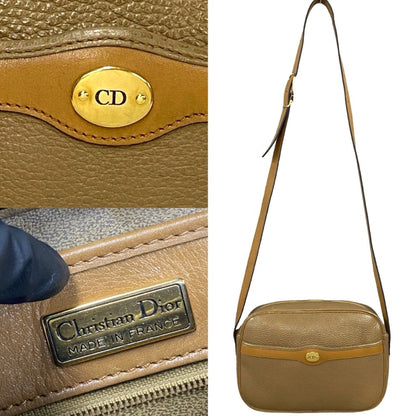 Christian Dior Beige Brown Leather Pochette Shoulder Bag