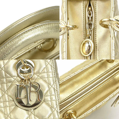 Christian Dior Gold Leather Handbag Shoulder Bag