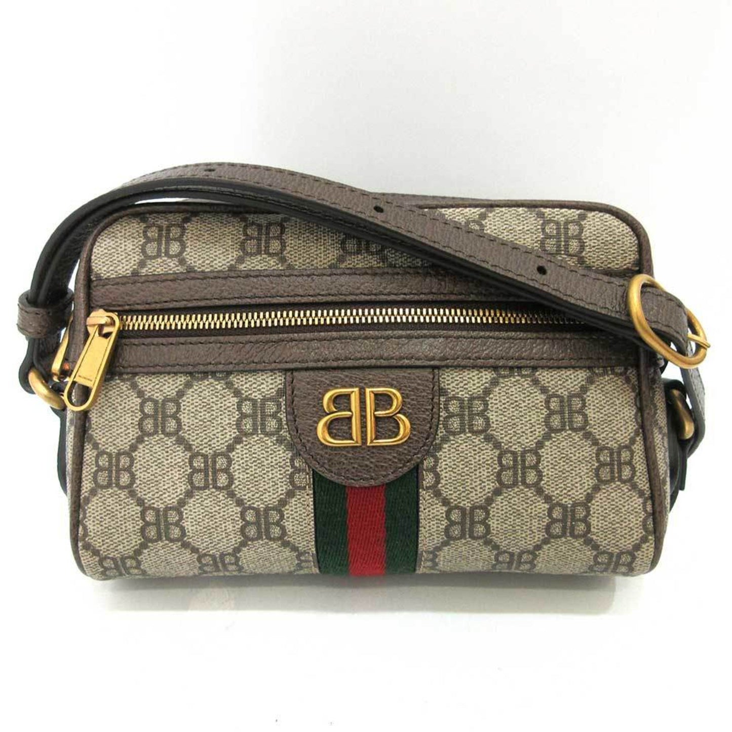 Balenciaga Bag Gucci Collaboration Hacker Camera Beige Mini Shoulder Pochette Bb Pattern Ladies Leather