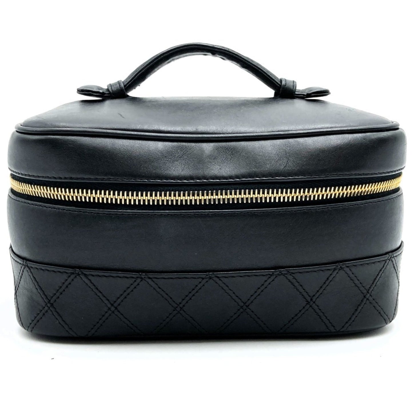Chanel Bicolor Vanity Bag, Cosmetic Pouch, Coco Mark, Black, Lambskin, Leather, Women's